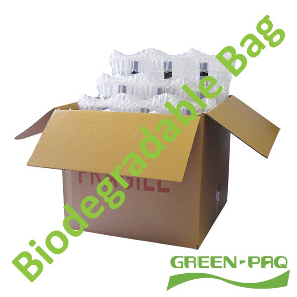 GreenPaq_wine_12_pack_Text Inflatable packaging bag made from biodegradable plastic