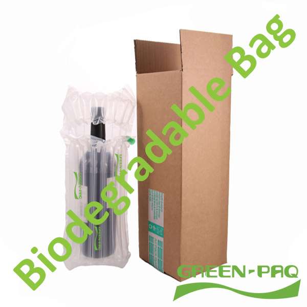 GreenPaq_wine_1_pack_BiodegrableText Inflatable packaging bag made from biodegradable plastic